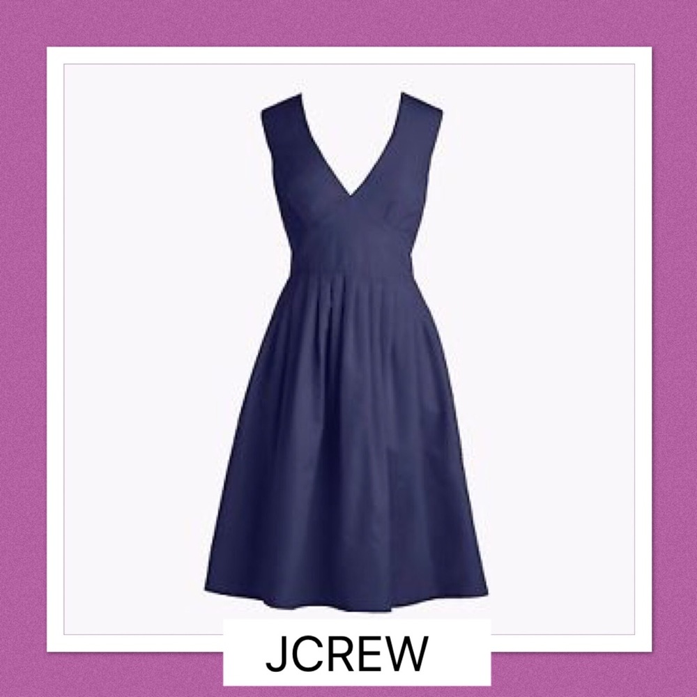 J Crew Dark Navy Blue V Neck A-Line Dress Size 0